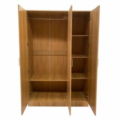 Venice 3 Doors 4 Storage Shelf Wardrobe with Trendy Handles - Oak Finish