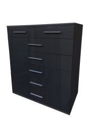 Swindon High Gloss Chest with 5 Large and 2 Small Drawers - Black