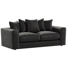 Chapman Plush Velvet 4 Seater Black Corner Sofa - Left Side