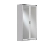 Click 2 Door Mirrored Corner Wardrobe - White