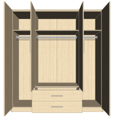 Swindon 4 Door 180cm Mirror Wardrobe with 2 Drawer - Planked Oak