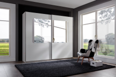 Bergen 270cm 2 Door Mirrored Sliding Wardrobe - White