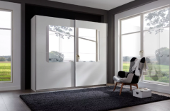 Bergen 225cm 2 Door Mirrored Sliding Wardrobe - White