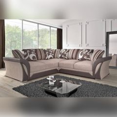 Shannon High Quality Chenille Fabric Corner Sofa - Brown with Beige