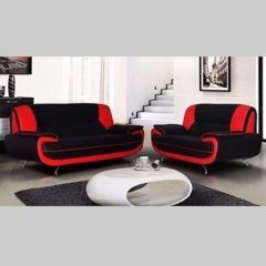 Palermo 3 Seater and 2 Seater Sofa Set - Red with Black