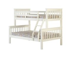 High Quality Pine Wood Triple Kids Bunk Bed - White