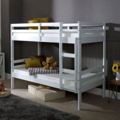 High Quality Pine Wooden Kids Bunk Single Bed - White