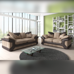 Dino Jumbo Cord 3 Seater and 2 Seater Sofa Set - Brown with Beige
