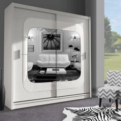 Virginia Mirror Sliding Door 150cm Wardrobe - White