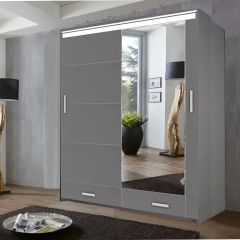 Yerton High Gloss 150CM Wardrobe- Grey 