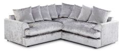 Crystal Crushed Velvet 5 Seater Corner Sofa - Silver