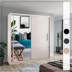 Inventive Mirror Sliding Door 203cm Wardrobe - White