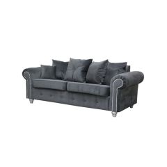 Ashwin Plush Velvet 3 Seater and 2 Seater Sofa Set - Grey