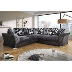Shannon High Quality Chenille Fabric Corner Sofa - Black with Grey