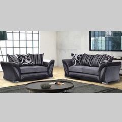 Shannon 3 Seater and 2 Seater Sofa Set - Black with Grey