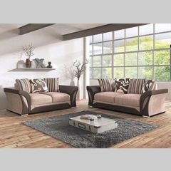 Shannon 3 Seater and 2 Seater Sofa Set - Brown with Beige