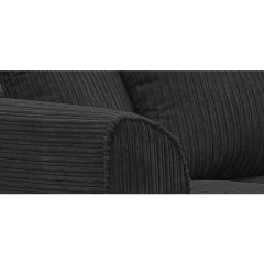 Morris L Shape Jumbo Cord 4 Seater Black Corner Sofa - Left Side
