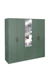 Swindon 5 Door 200cm Wardrobe with 3 Drawer - Dark Green