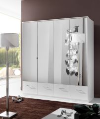 Imago 4 Door Mirrored Wardrobe with 4 Drawers - White