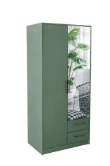 Swindon 2 Door 90cm Wardrobe with 2 Drawer - Dark Green