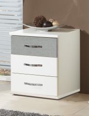 Duo 3 Drawer Bedside Table - White and Grey