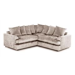 Crystal Crushed Velvet 5 Seater Corner Sofa - Mink