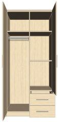 Swindon High Gloss 2 Door 90cm Mirror Wardrobe with 2 Drawer - White