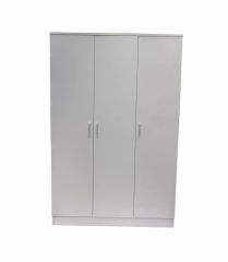 Venice 3 Doors 4 Storage Shelf Wardrobe with Trendy Handles - White