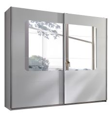 Bergen 225cm 2 Door Mirrored Sliding Wardrobe - White