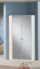 Gamma 2 Door Mirrored Corner Wardrobe - White Gloss