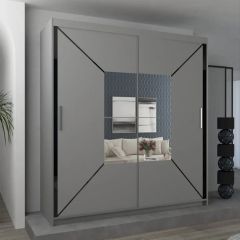Norton Mirror Sliding Door 180cm Wardrobe - Grey