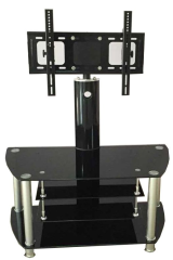 Crown Glass TV Stand with Bracket - Black
