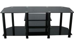 Berlin Large 3-Tier Black Glass TV Stand
