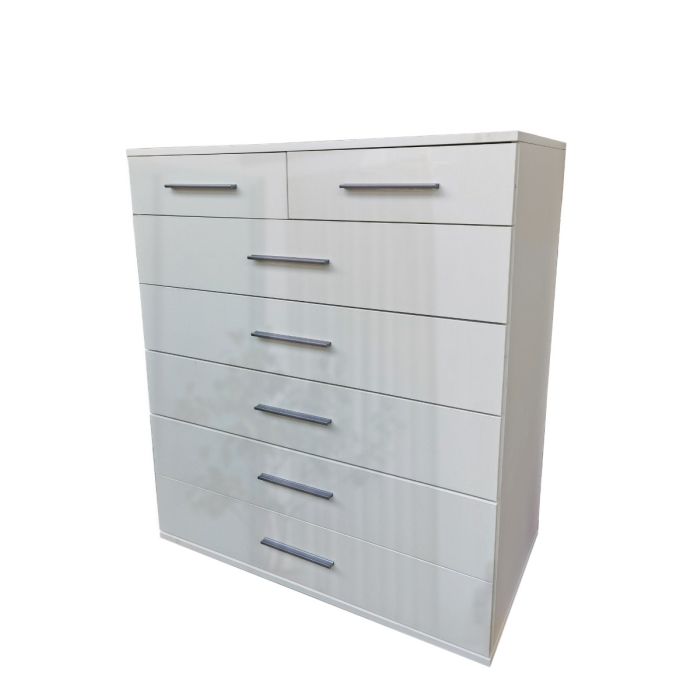 Swindon High Gloss Chest with 5 Large and 2 Small Drawers - White