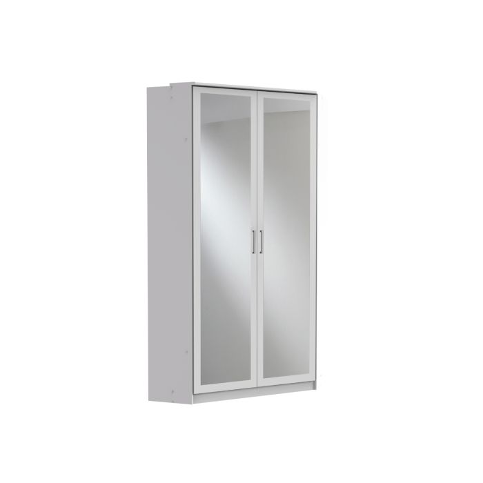 Click 2 Door Mirrored Corner Wardrobe - White