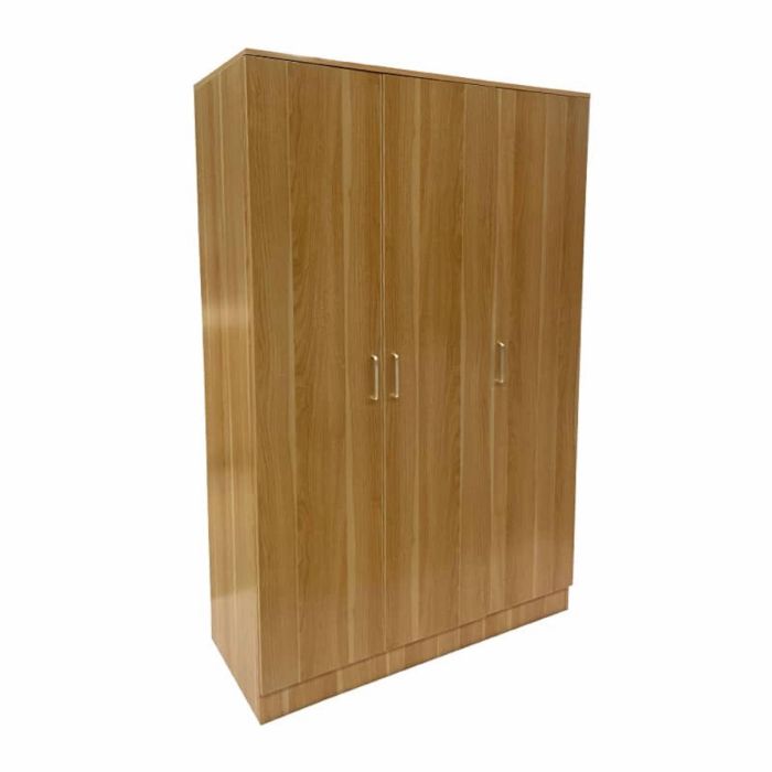 Venice 3 Doors 4 Storage Shelf Wardrobe with Trendy Handles - Oak Finish