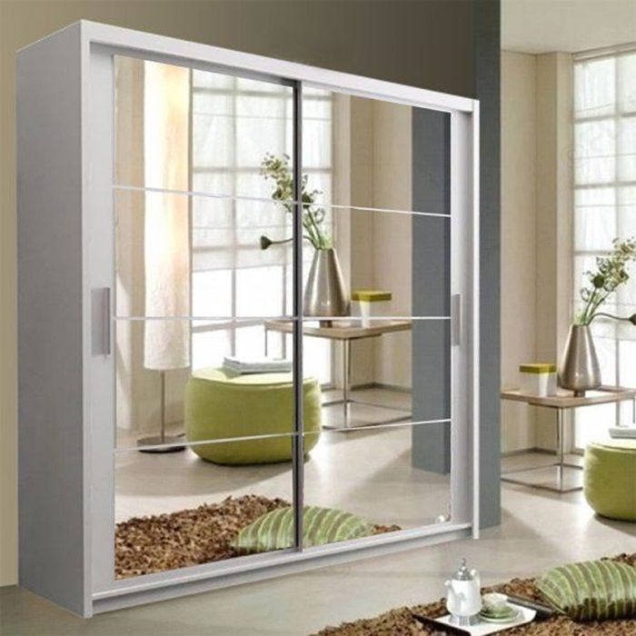 Alpha Mirror Sliding Door 150cm Wardrobe - White