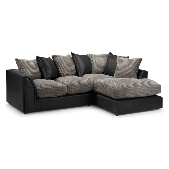 Luca Jumbo Cord Fabric Black with Grey Corner Sofa - Right Side