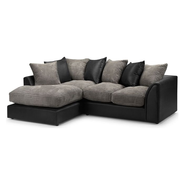 Luca Jumbo Cord Fabric Black with Grey Corner Sofa - Left Side