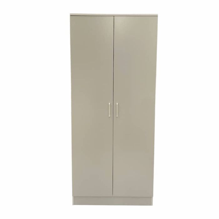 Venice 2 Doors 1 Storage Shelf Wardrobe with Trendy Handles - Grey Finish