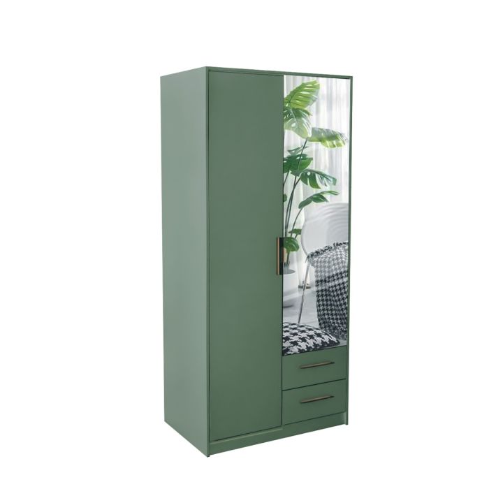 Swindon 2 Door 90cm Wardrobe with 2 Drawer - Dark Green