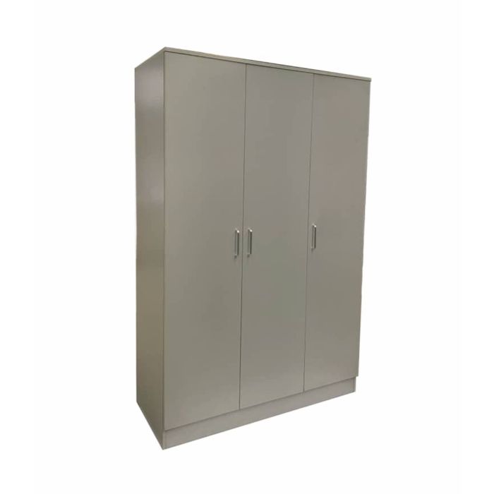 Venice 3 Doors 4 Storage Shelf Wardrobe with Trendy Handles - Grey Finish