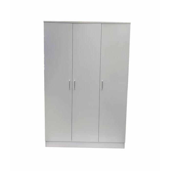 Venice 3 Doors 4 Storage Shelf Wardrobe with Trendy Handles - White
