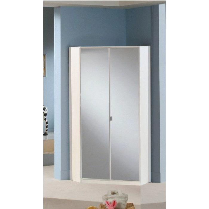 Gamma 2 Door Mirrored Corner Wardrobe - White Gloss
